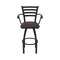 Holland Bar Stool Co Jackie with Arms 25 in. Swivel Counter Stool with Black Wrinkle Finish and Rein Coffee Seat 415 - alternate 2